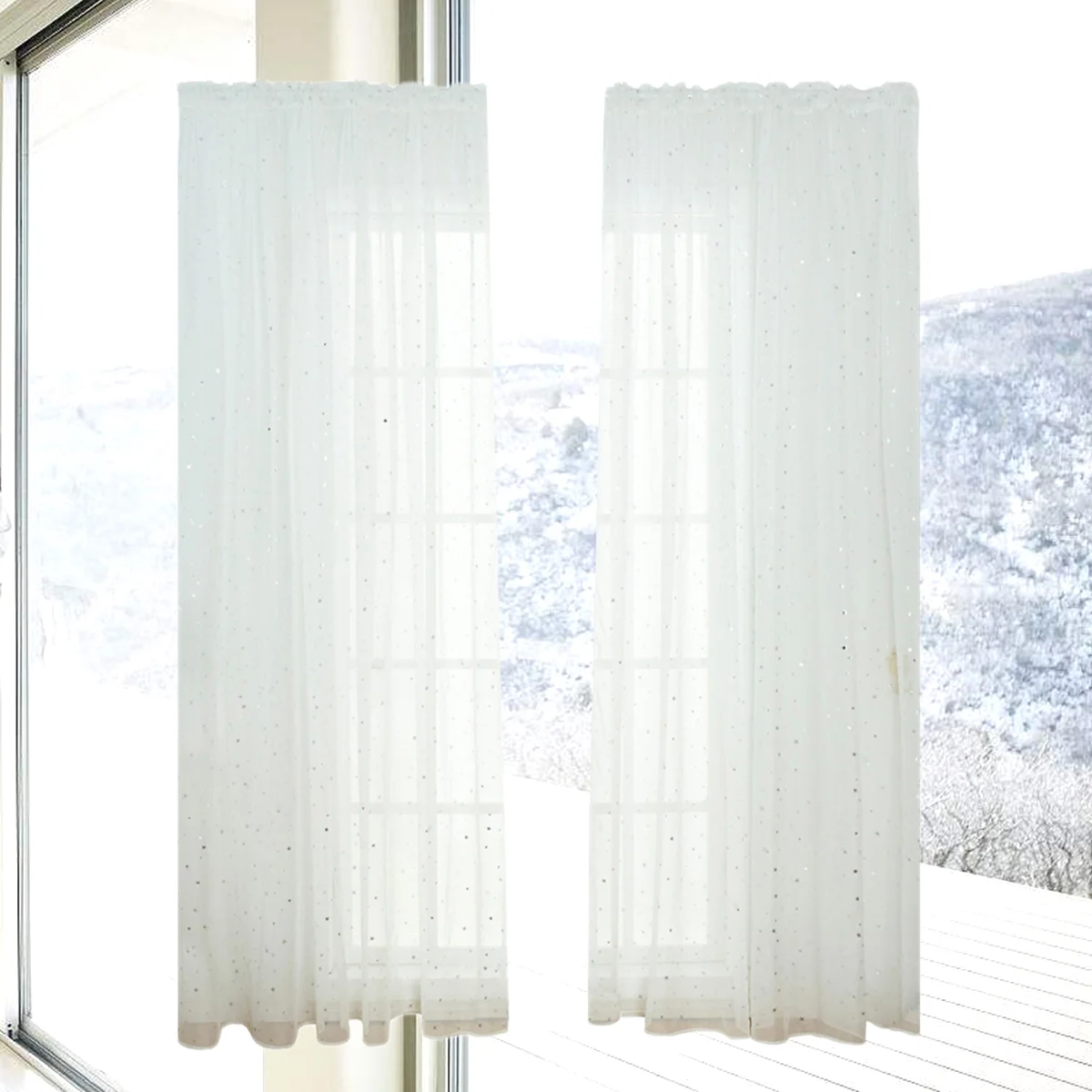 

Curtains Window Sheer Curtain Voile Star Drapes Room Tulle Bedroom Screen Girls Inches Living Kids Panels Screening Linen White