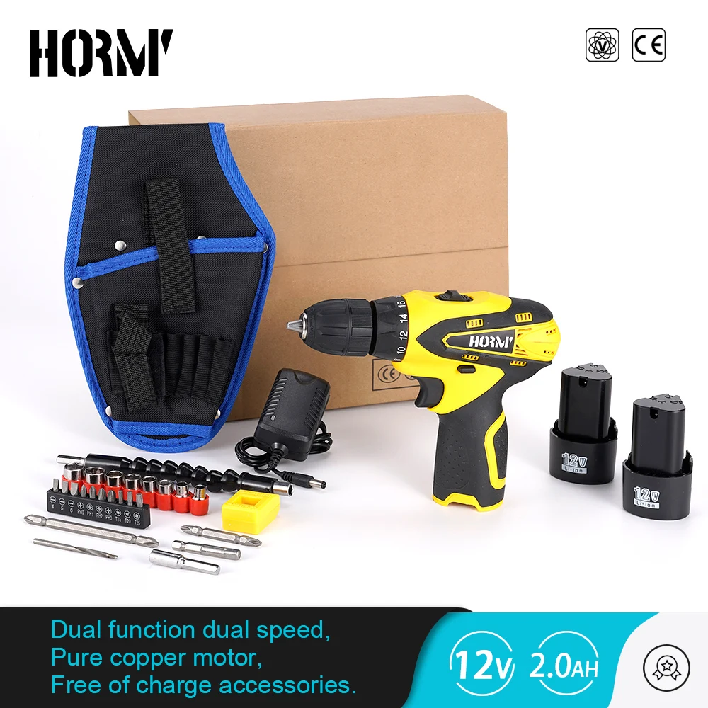 

12V Mini Electric Drill Cordless Electric Screwdriver 28N.m Two-speed Wrench Portable Home DIY Tool Kit Lithium Battery Tool Set