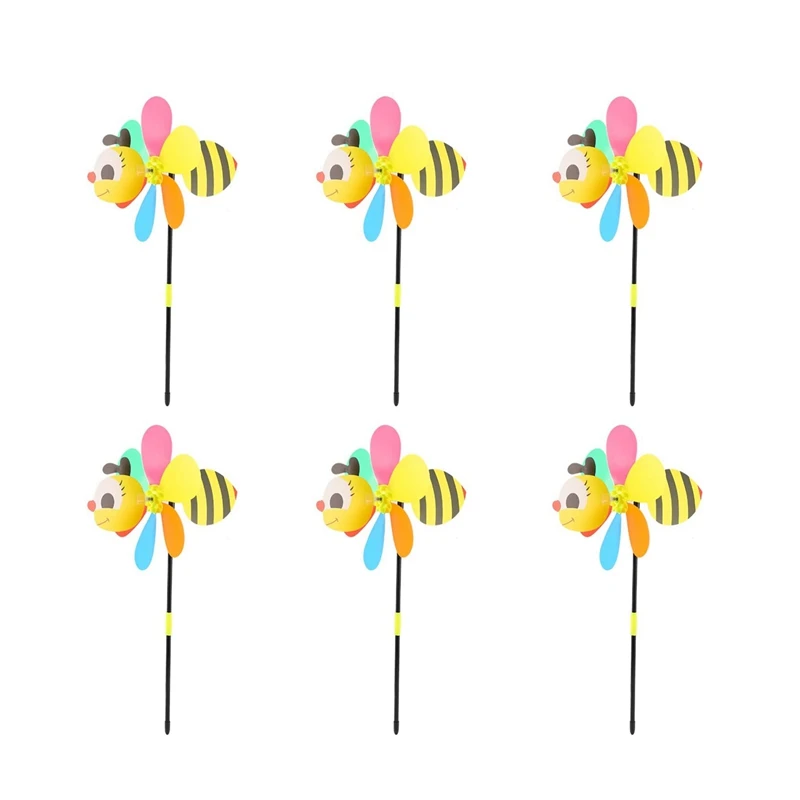 

6Pcs Bee Wind Spinners Pinwheels 3D Animal Windmills Garden Stakes Ornaments for Lawn Yard Patio Party Decor