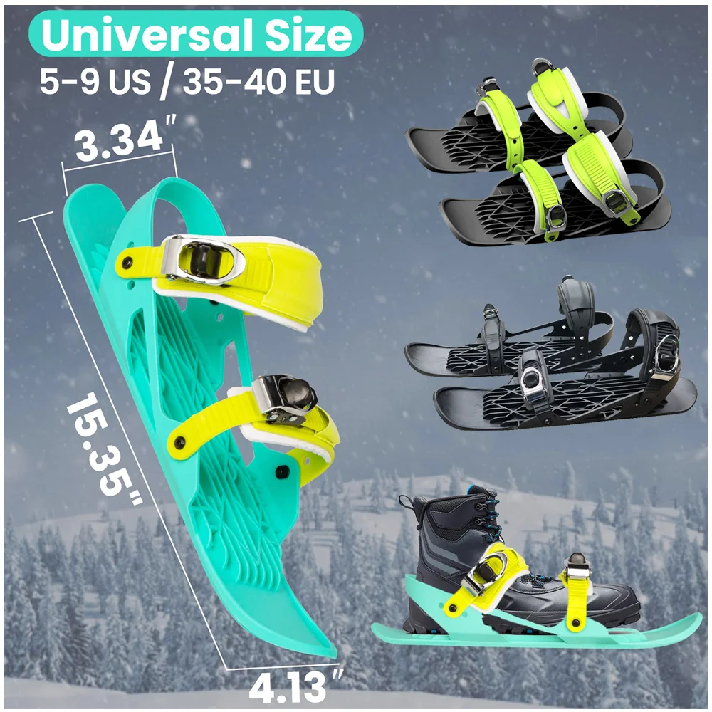 

Adults Mini Ski Skates for Snow The Short حذاء تزلج Skiboard Snowblades Adjustable Bindings 스키 Portable Skiing Shoes Snow Board