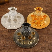 new exquisite chinese relief geometry creative zinc alloy home office decoration wine set multi color optional