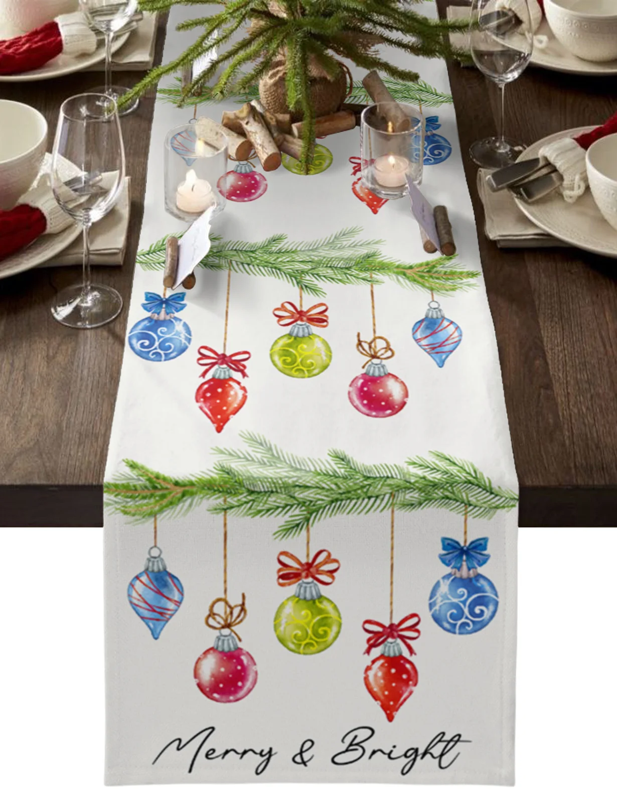 

Рождественские шары, настольная дорожка из хлопка и льна, свадебная настольная декоративная дорожка для дома и Рождества