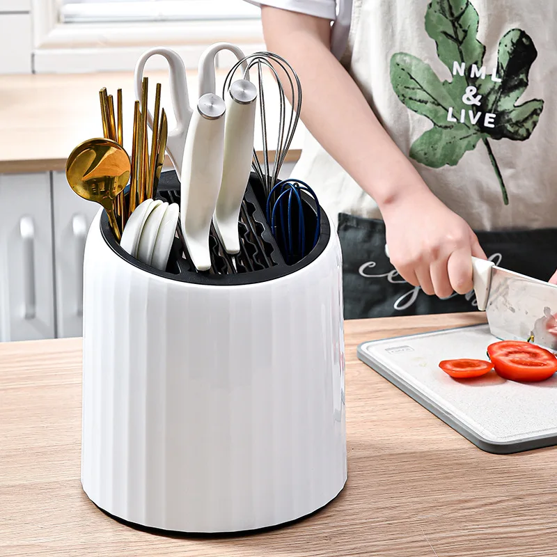 

Rotary kitchen knife rest multifunctional knife rest knife rest drain chopsticks box spoon tableware storage tube