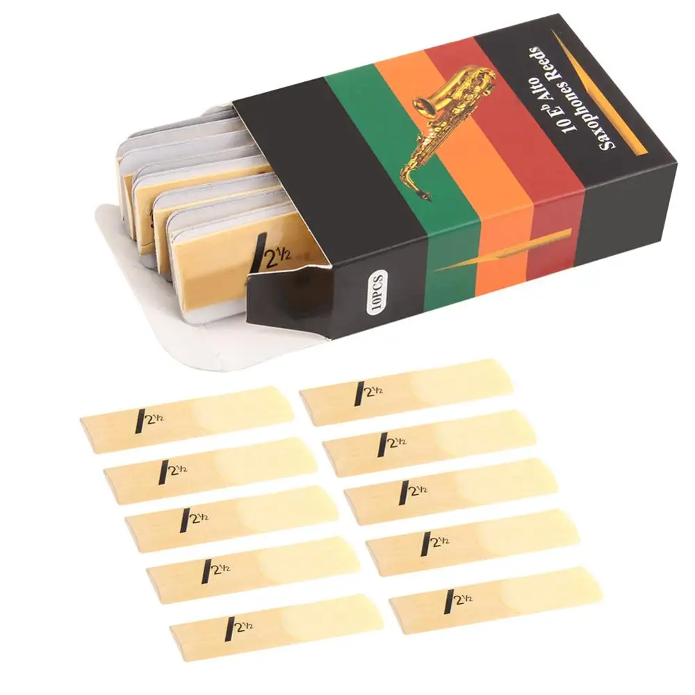 

10pcs Alto/Tenor/Soprano/Clarinet Saxophone Sax 2 1/2 BE Reeds Strength 2.5 Reed Bamboo