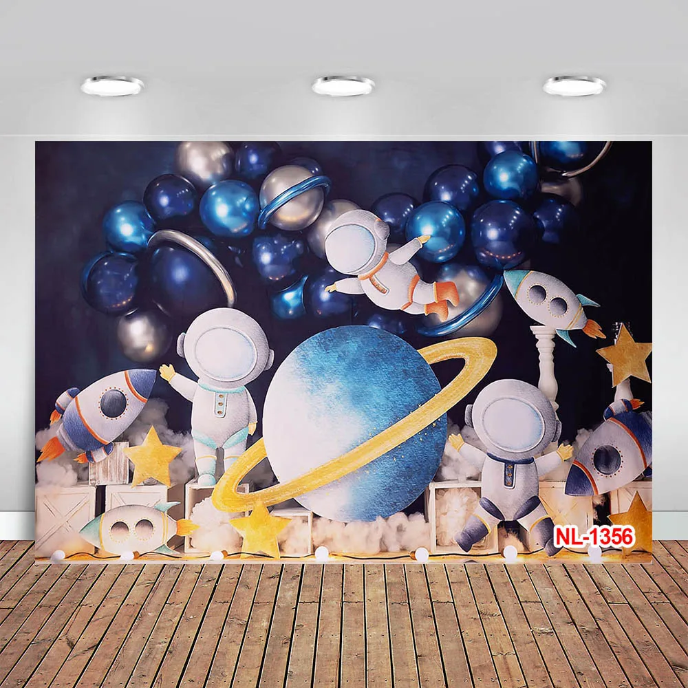 

Photography Background Outer Space Rocket Astronaut Galaxy Boy Birthday Party Cake Smash Decor Photo Backdrop Studio