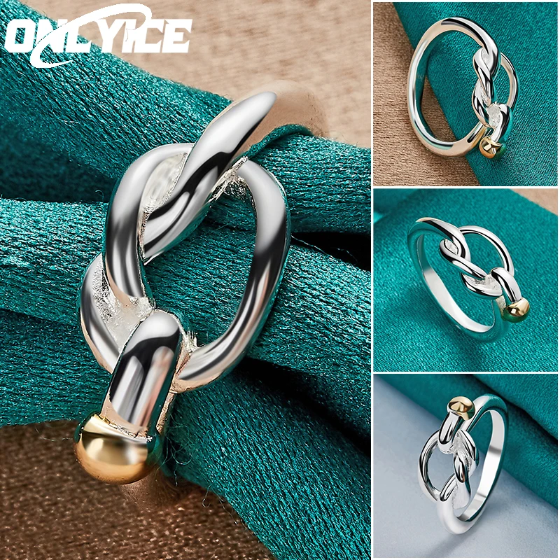 

Charm 925 Sterling Silver Twine Gold Beads Ring For Woman Man Size 7/8/9/10 Christmas Gifts Fashion Wedding High Quality Jewelry