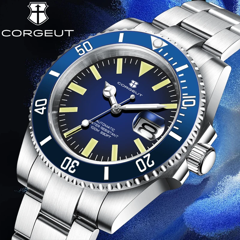 

CORGEUT Luxury Japan NH35 40mm Men's Watches Automatic Mechanical Sapphire Glass Wrist Watch for Men 10Bar Speciality Dive Clock