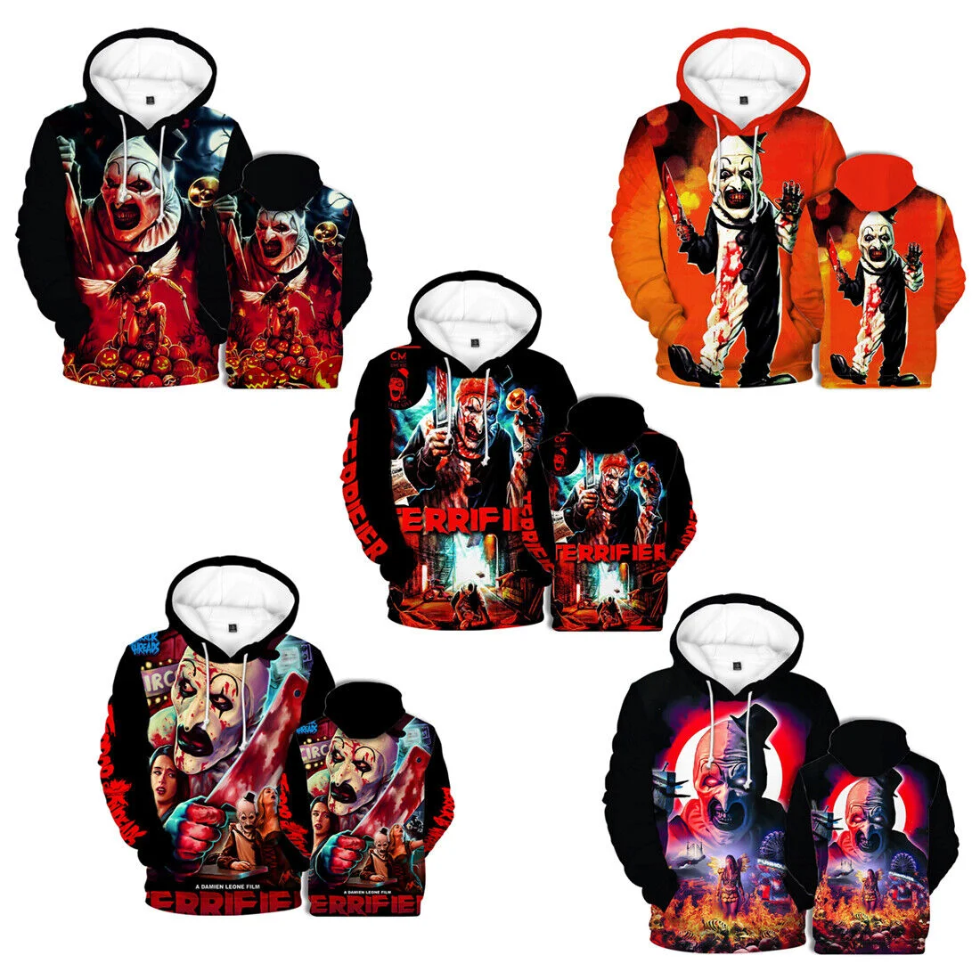 

2022 Movie Terrifier Killer Art Hoodie 3D Print Hooded Clown Joker Jacket Adult Coat Tops Hooded Sweatshirt Halloween Party Prop
