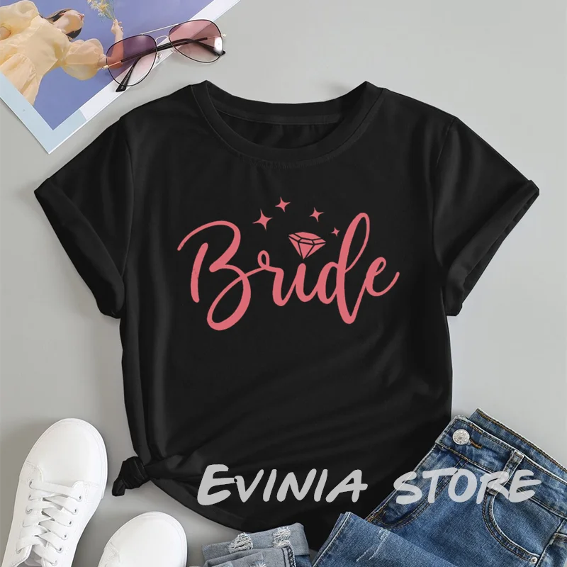 

Bride Bachelorette Party Brides Team Maid of Honor Summer Women T-shirt Casual Wedding Female Tops Tees Camisetas Mujer
