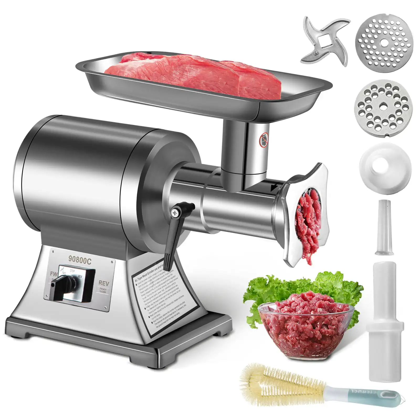 

Commercial Electric Meat Grinder,550lbs/h 1100W Electric Sausage Stuffer Filler, Meat Mincer Heavy Duty