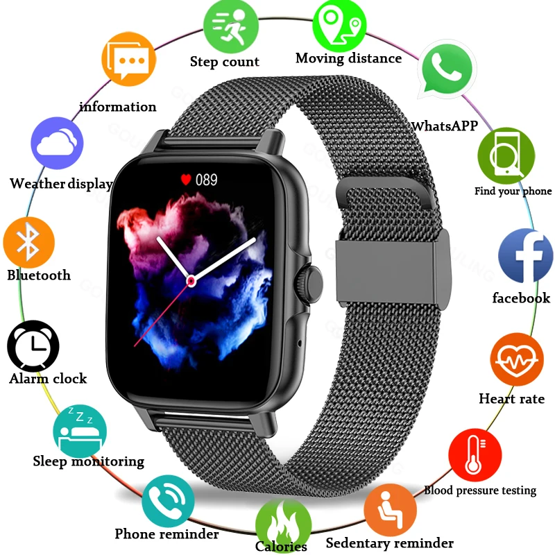 

Мужские Смарт-часы с Bluetooth-трекером и цветным экраном