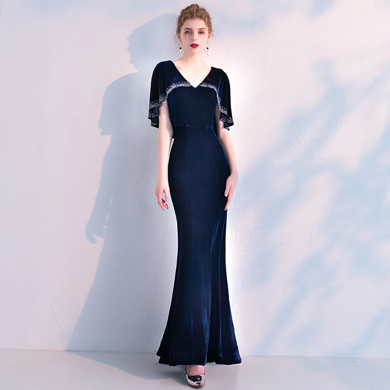 

Банкетное вечернее женское бархатное платье 2023 и элегантное облегающее и благородное платье рыбий хвост