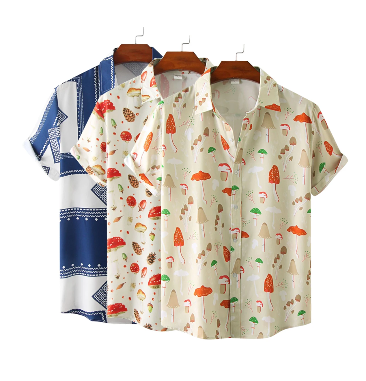 

Мужская хлопковая рубашка с коротким рукавом, гавайская пляжная юбка в стиле бохо, дышащая, лето