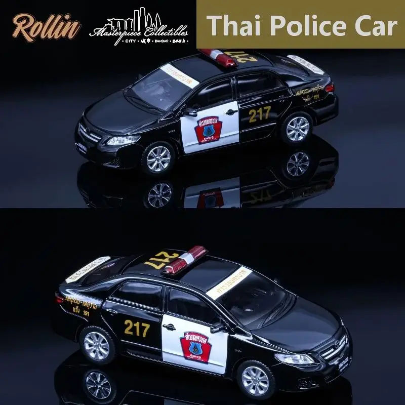 Фото Коллекционная модель полицейской машины Rollin Thai в масштабе 1:64 из литого сплава, подарок для мальчиков, игрушка для мальчиков, рождественский подарок №3