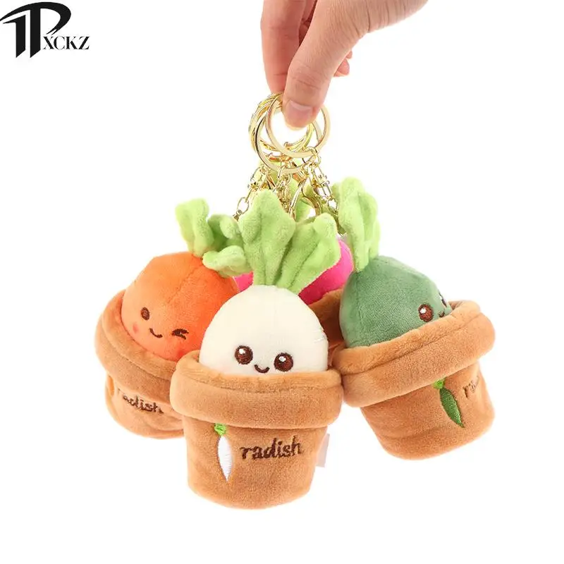 

Potted Radish Plush Toy Cute Cartoon Carrot Potted Plush Keychain Funny Pull Radish Key Ring Plush Toy Boy Girl Gift