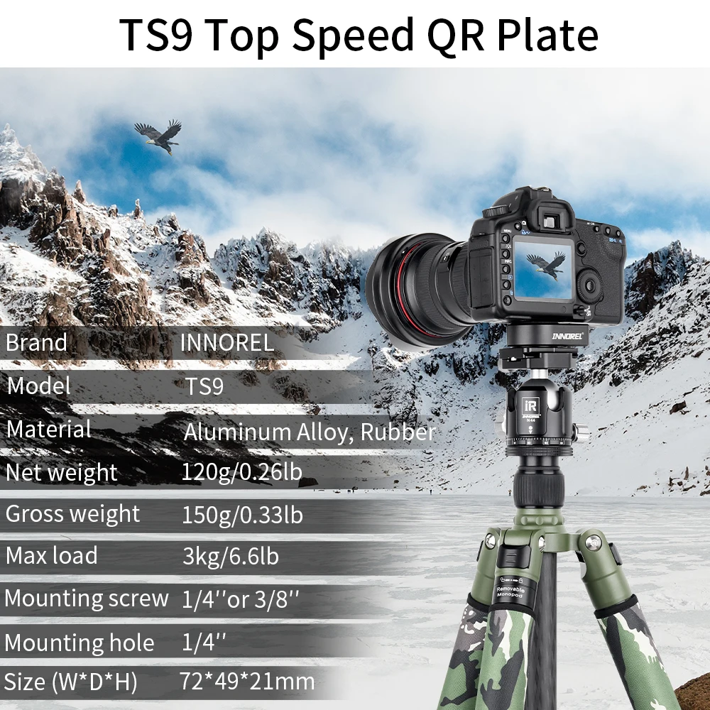 Пластина быстрого крепления TS9 основная пластина для камеры с винтом 1/4-3/8 дюйма