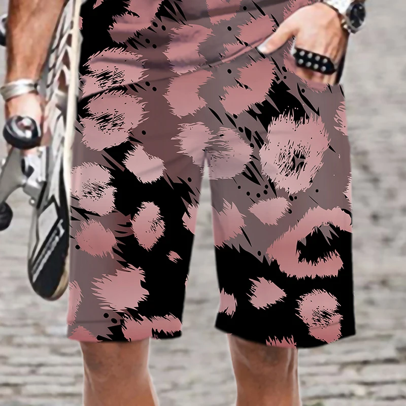 Men's Shorts Leopard Print Streetwear Quick Dry Loose Harajuku Casual Summer Pattern Men/Women Mens Clothing Comfortable Fashion