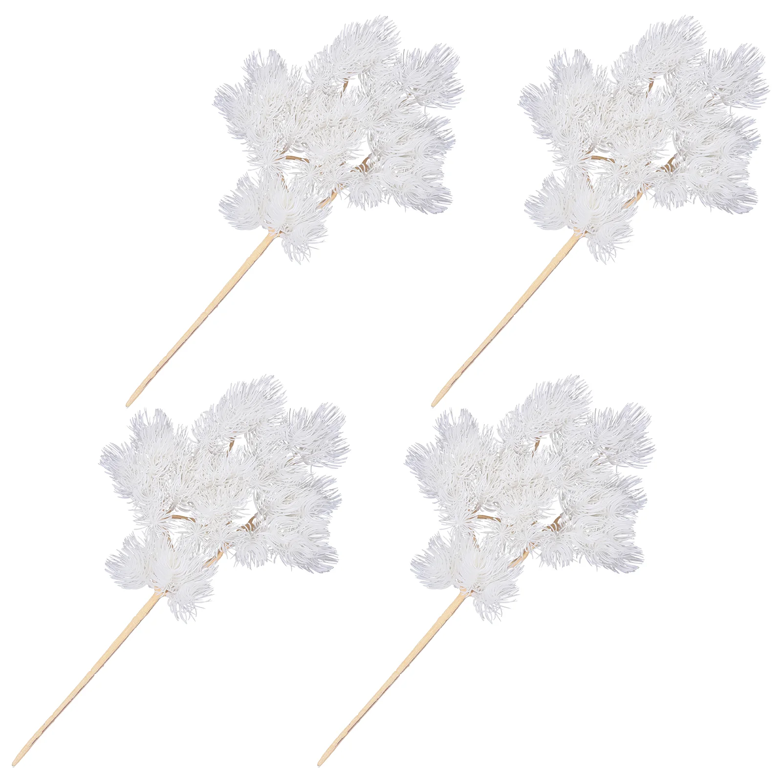 

4 Pcs Decor Faux Pine Pick Xmas Needle Decorate Leaves Ornament Iron Wreath DIY