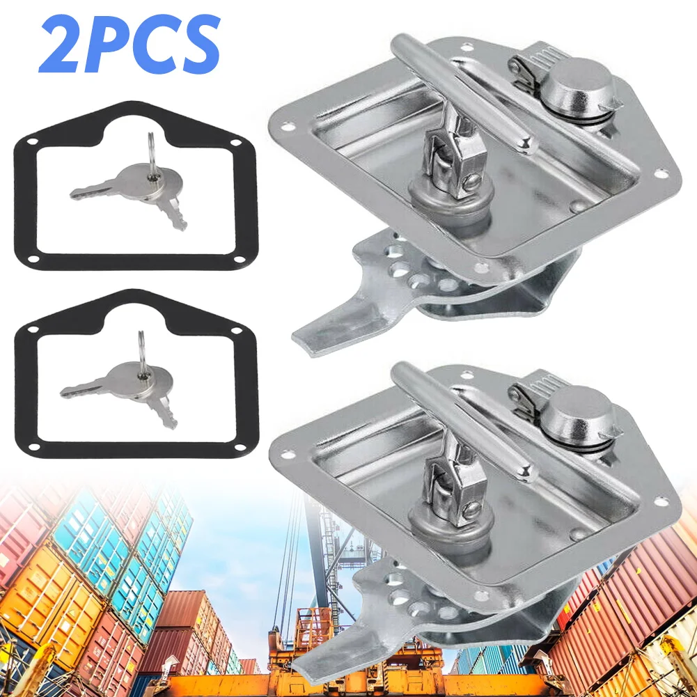 

Folding T Handle Lock Latch Trailer Truck Camper Tool Box Stainless Steel 2pcs
