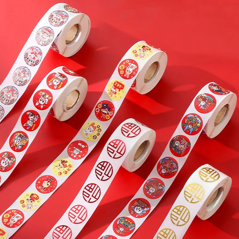 

500 шт. 2023 новогодние наклейки с мультяшным кроликом Декоративные наклейки для подарков обертывания новогодние праздничные открытки