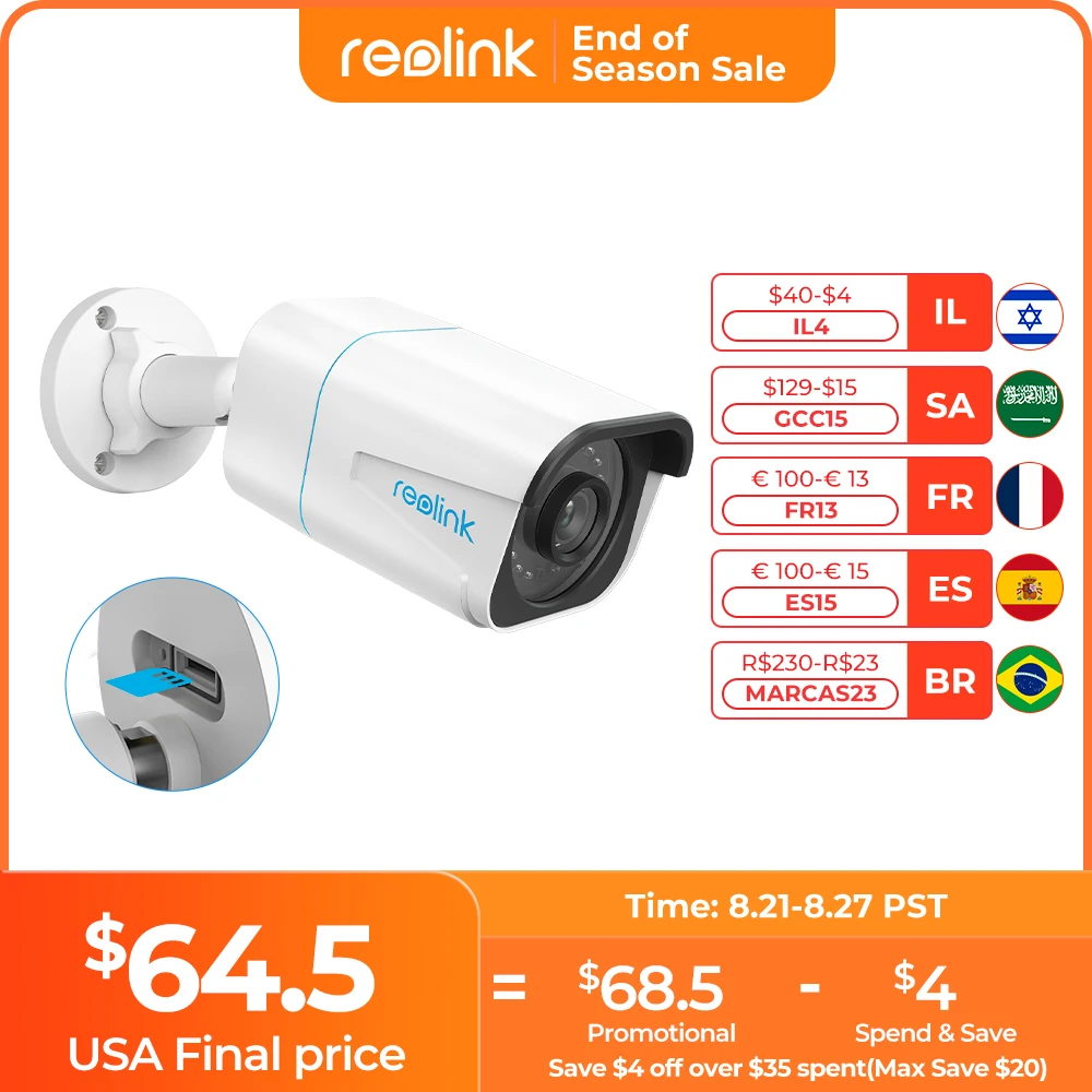 Reolink Smart IP Camera 4K 8MP PoE Outdoor Infrared Night Vision Bullet Camera Featured with Person/Vehicle Detection RLC-810A