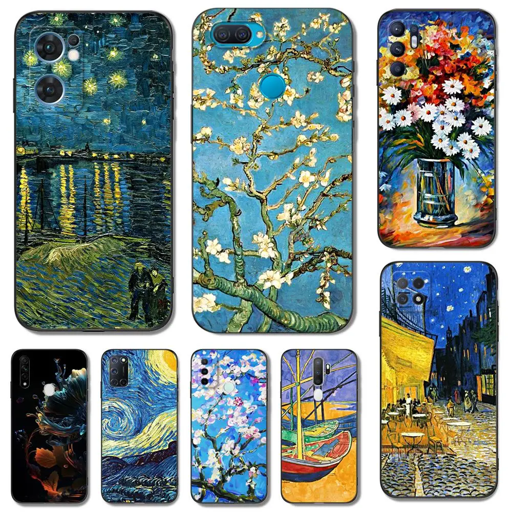 

Black Tpu Case For OPPO A11S A15 A15S A16 A16S A16K A16E K3 K10 K9S ACE2 5G Landscape painting