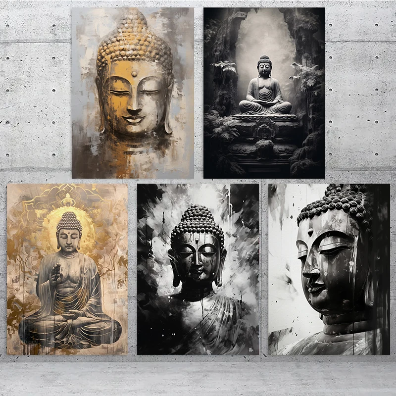 Jouets Imprimés Bouddha Art de la Méditation Imprimé à Accrocher Esthétique Décor Chambre Maison Peinture Murale