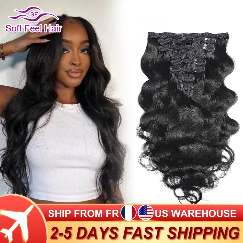 

Clip In Hair Extensions Human Hair Brazilian Body Wave Clip In 8 Pcs/Set Natural Black Color Clip Ins Remy Hair 10-26 Inch 140G