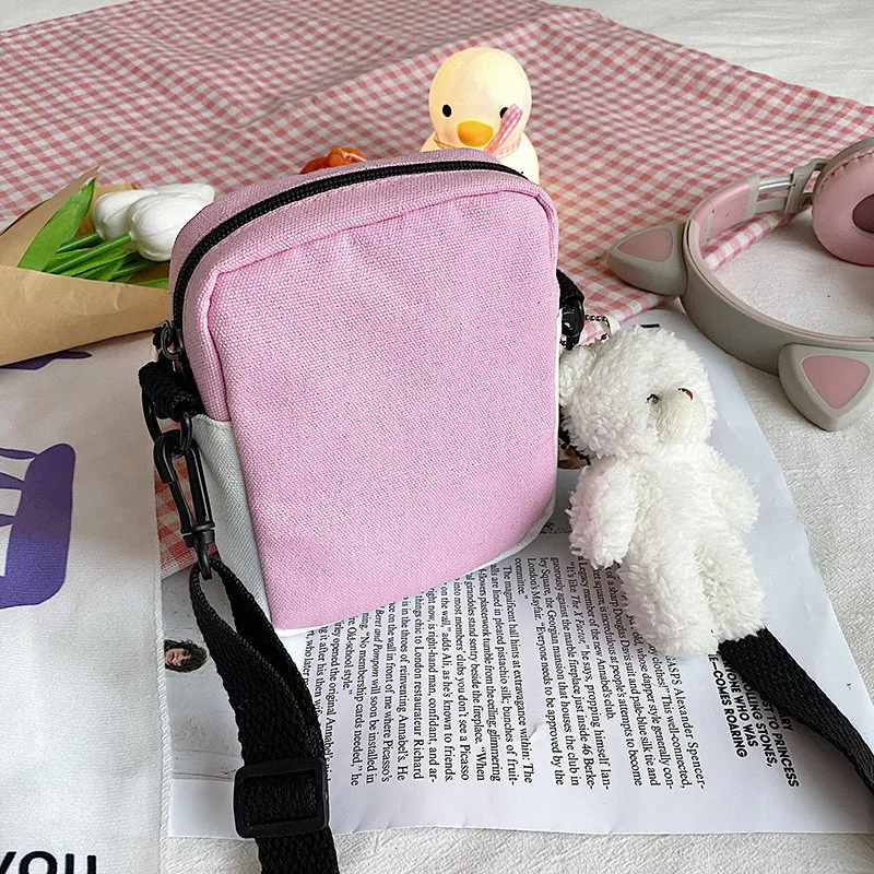 Canvas Bag 2023 New Japanese Cute Cartoon Shoulder Bag Ins Everything Clash Color Student Crossbody Bag for boy and girls enlarge