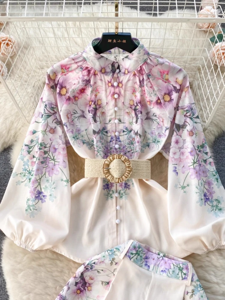 Комплект из двух предметов Женский рубашка с рукавами-фонариками и шорты