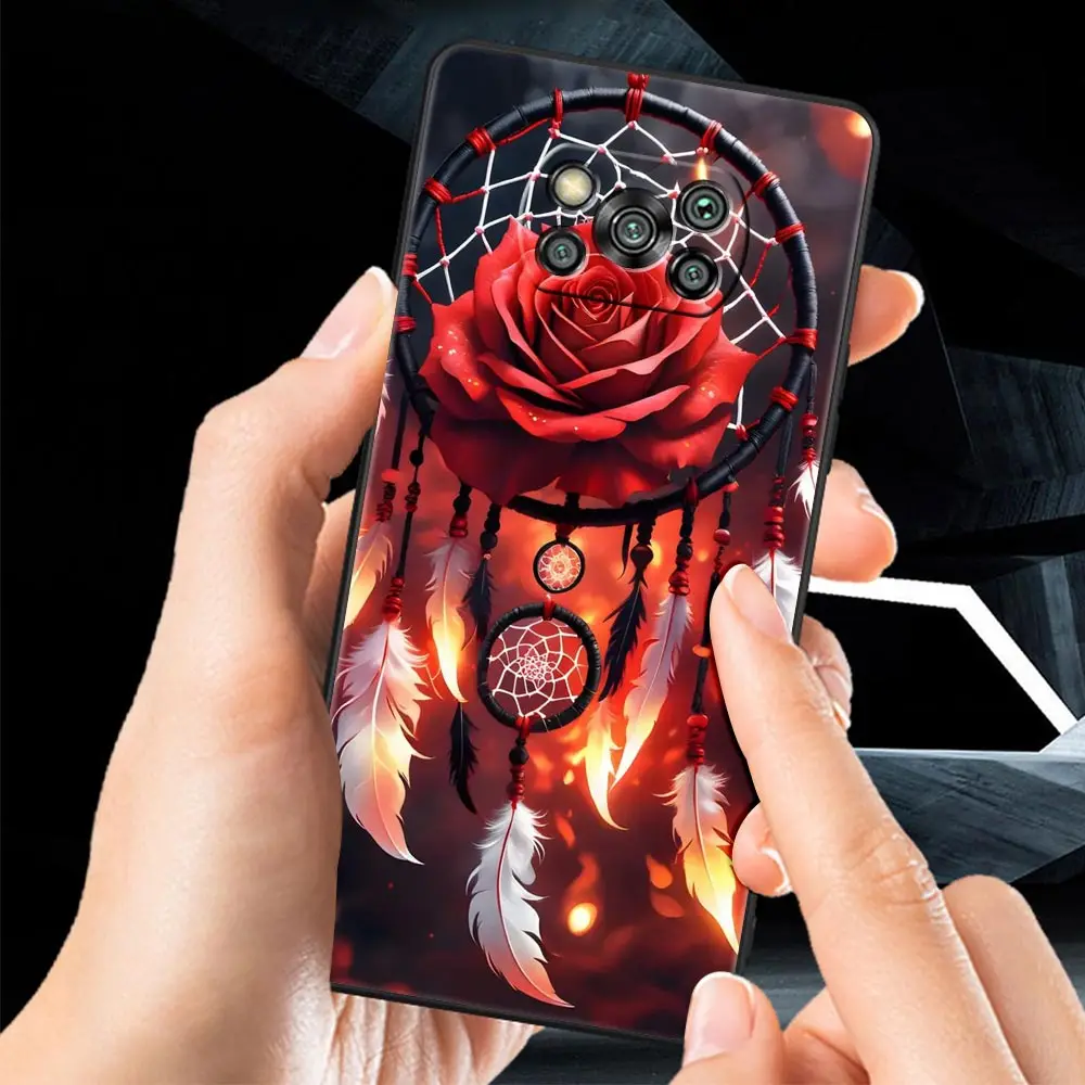 Чехол для телефона Xiaomi Poco F7 F6 F5 F4 F3 X7 X6 X5 X4 X3 NFC M4 C51 C55 GT 5G, мягкий чехол из ТПУ, милый чехол-капас с мандалой и ловцом снов (art.: 3920d9711fb29) - 3920d9711fb29