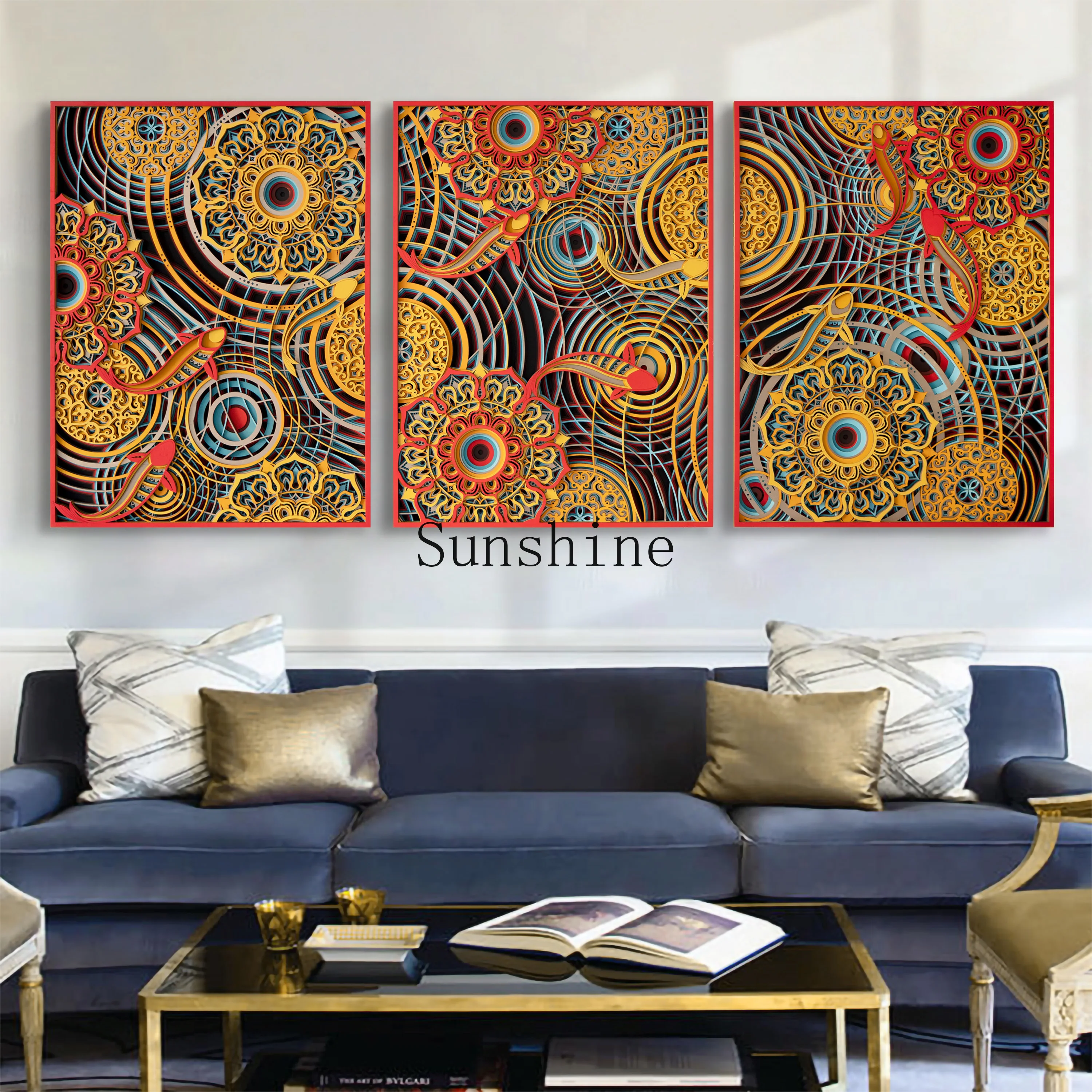 Новое китайское украшение для входной стены Hongyun Koi креативная трехмерная