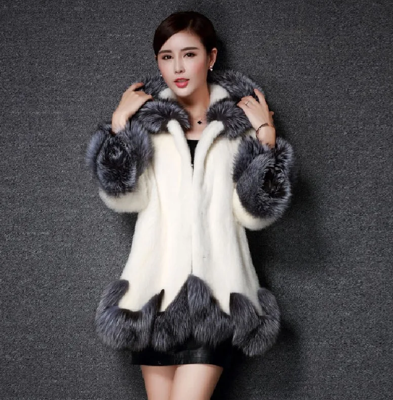 Fur vest coat medium length coat