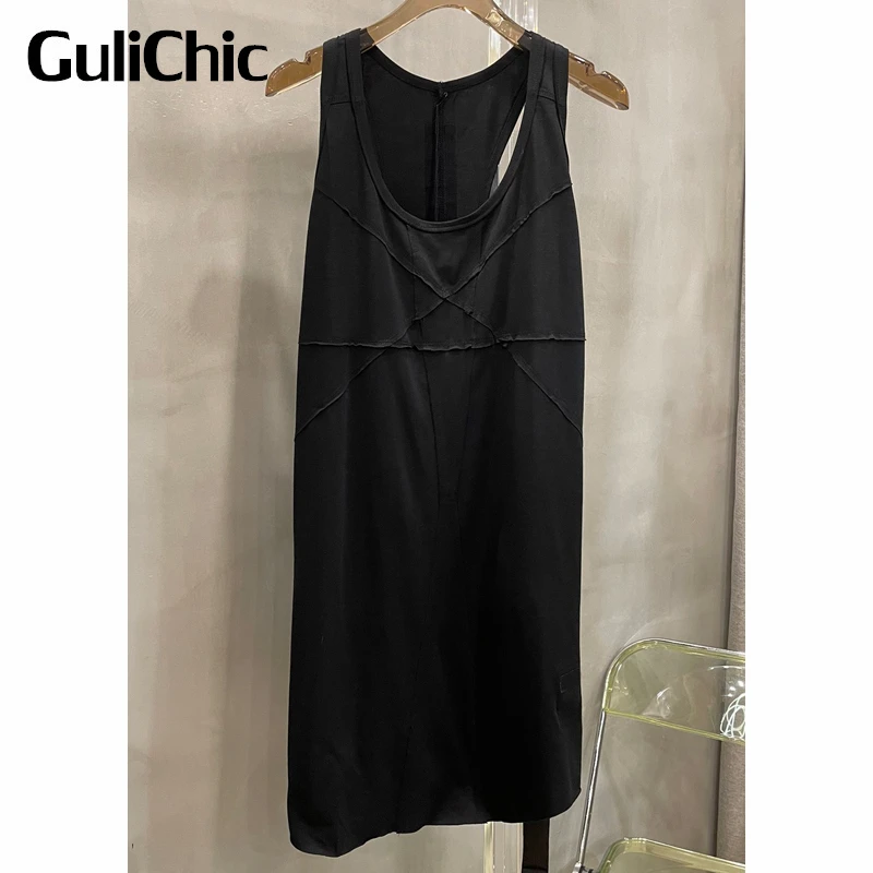 

7.13 GuliChic Women Casual Comfortable Patchwork Sleeveless Cotton Mini Dress
