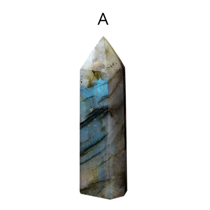 

100 Natural Labradorite Moonstone Crystal Stone Hexagonal Edge Degaussing Energy Stone Quartz Ornaments AW