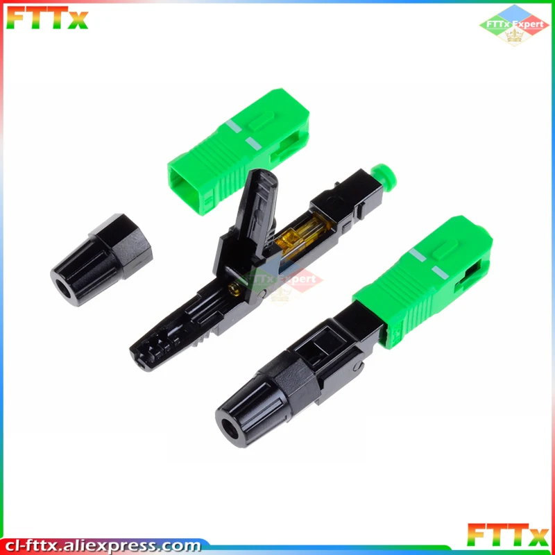 SC APC Fast Connector Embedded SC adapter 100pcs FTTH SC APC Connector support 0.9mm 2.0mm 3.0mm FTTH Flat Cable Fast/Quick
