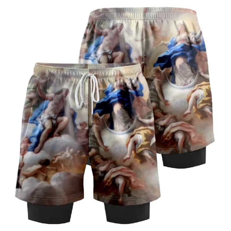 Шорты мужские с 3D принтом спортивные короткие баскетбольные штаны Спортивная