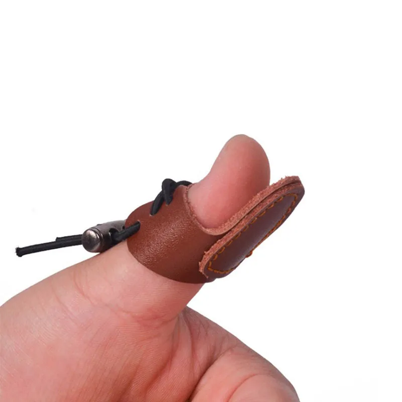 

Cow Leather Thumb Finger Tip Protector Guard Ring Tab Leather Hunting Practice