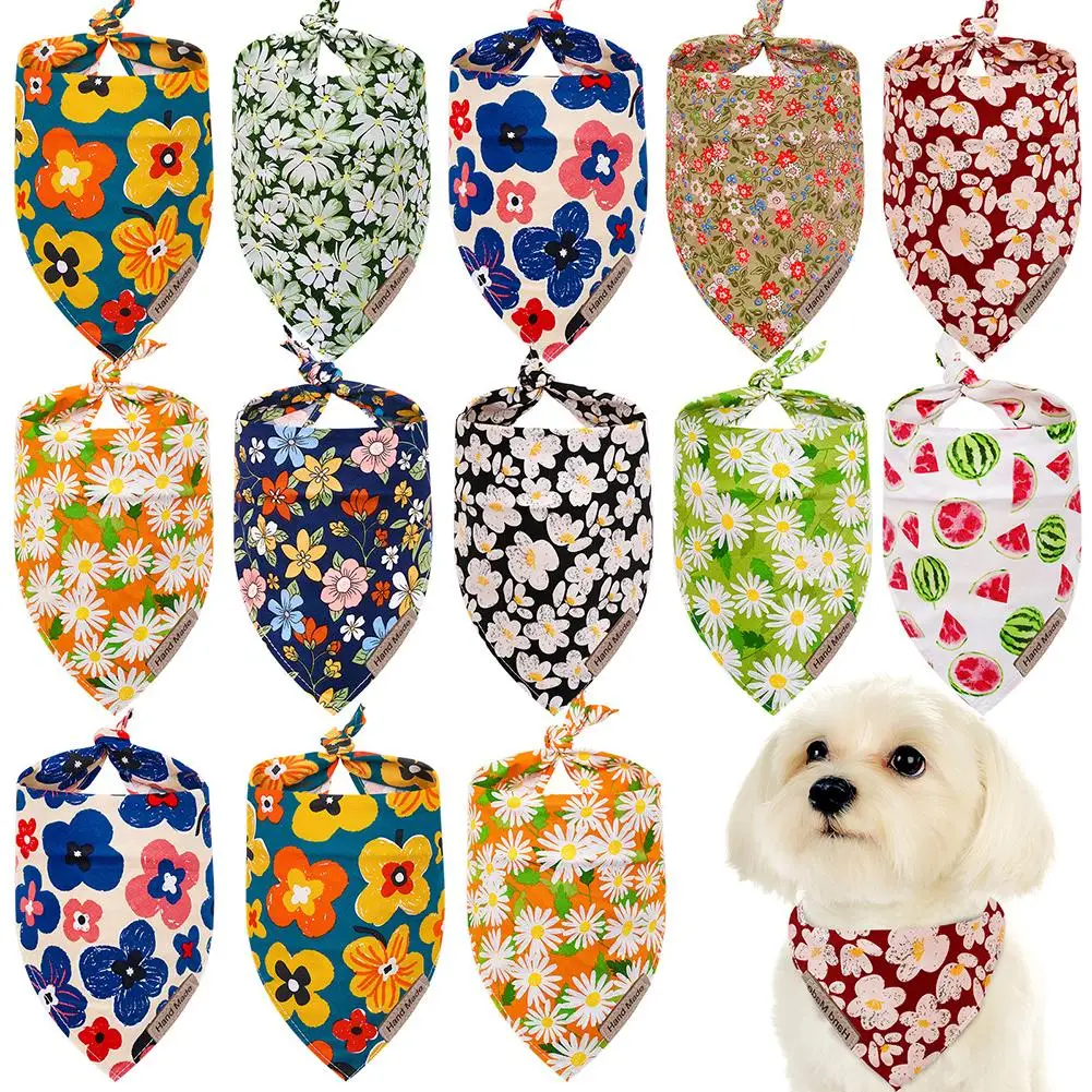 

Pet Cute Flower Triangle Scarf Bibs Bandanas Saliva Towel Pets Accessories For Small Medium Large Dogs Cats 63 X 42 X 42cm
