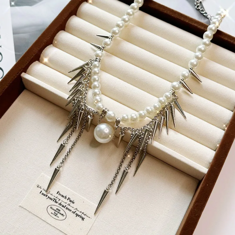 Ожерелье Draweye с заклепками и кисточками для женщин в стиле панк Y2k винтажное