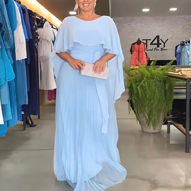 

LEOSOXS Short Sleeves Solid Color Split-Joint Round-Neck Maxi Dresses