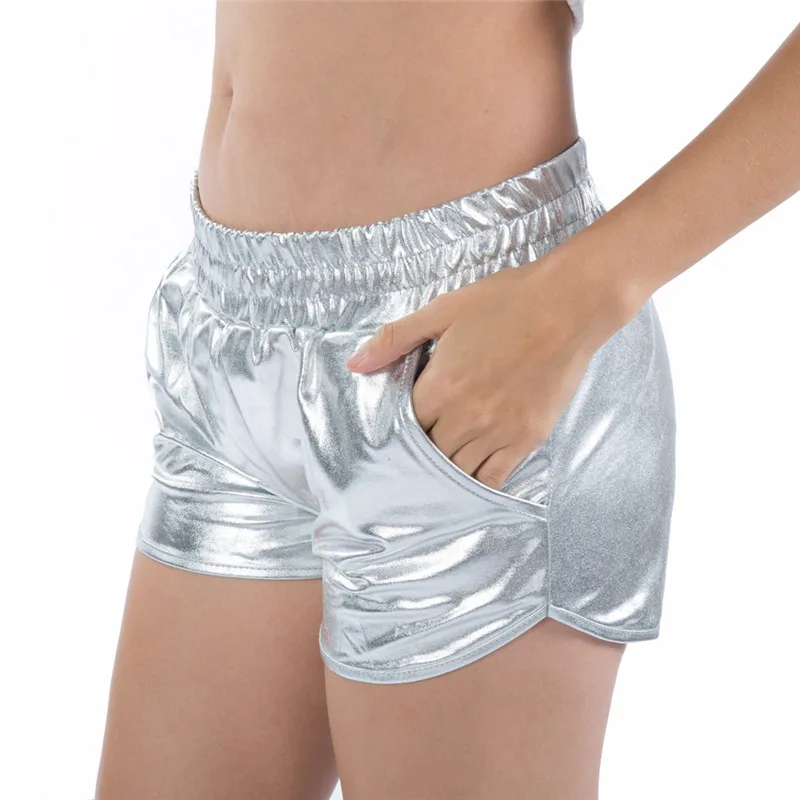 

Летние Серебряные шорты VISNXGI, яркие сексуальные женские блестящие черные колготки с карманами и эластичной талией для вечерние Ринок и клубов с леопардовым принтом, одежда для спортзала