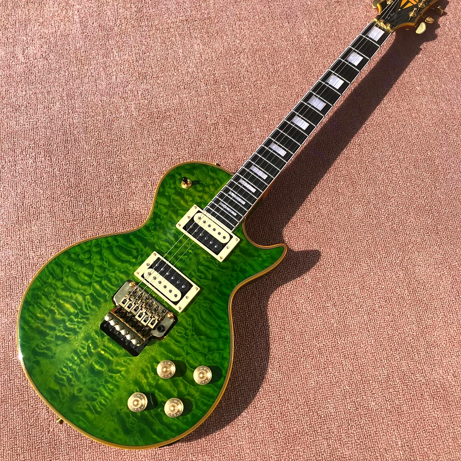 

Пользовательский магазин, Lp Пользовательские электрические гитары, золотая фурнитура, зеленые стеганые кленовые гитары, Пламенный клен 22 лада гитары Бесплатная доставка