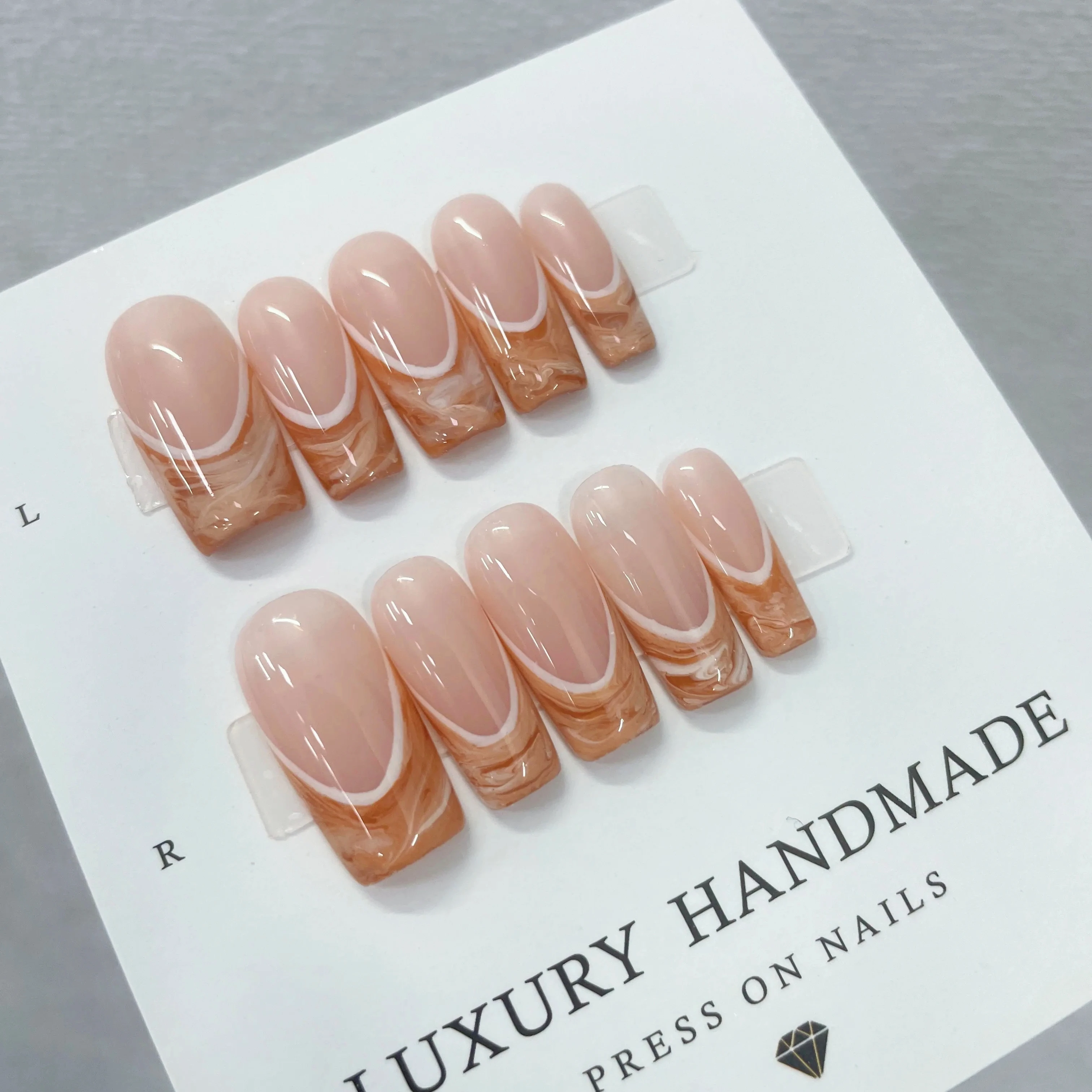 3D модные накладные ногти во французском стиле носимые ручной работы роскошный