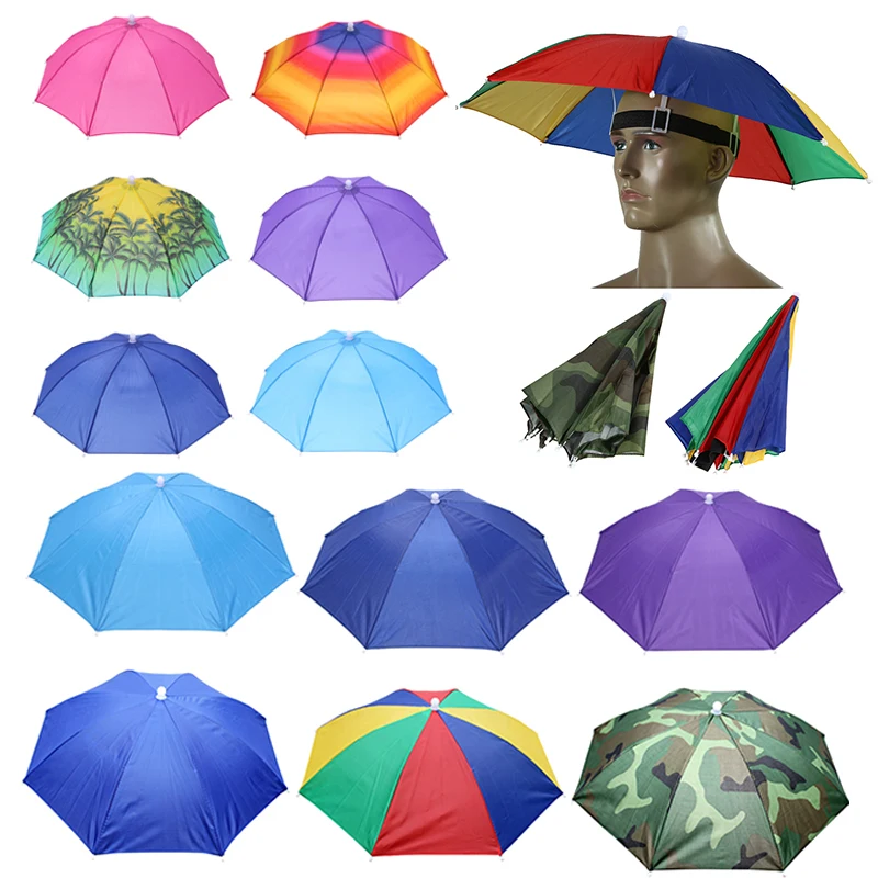 

Portable Foldable Fishing Sunshade Headwear Umbrella Hat Double-Layer UV Protection Sunscreen Umbrella Caps Breathable Outdoor
