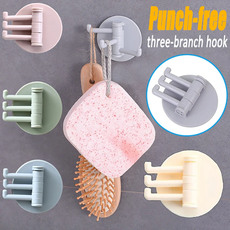 

Multifunctional Bathroom Non-perforated Non-marking Hook Towel Rack Kitchen Wall Hook Key Rack Shelf Bathroom Kitchen Supplies