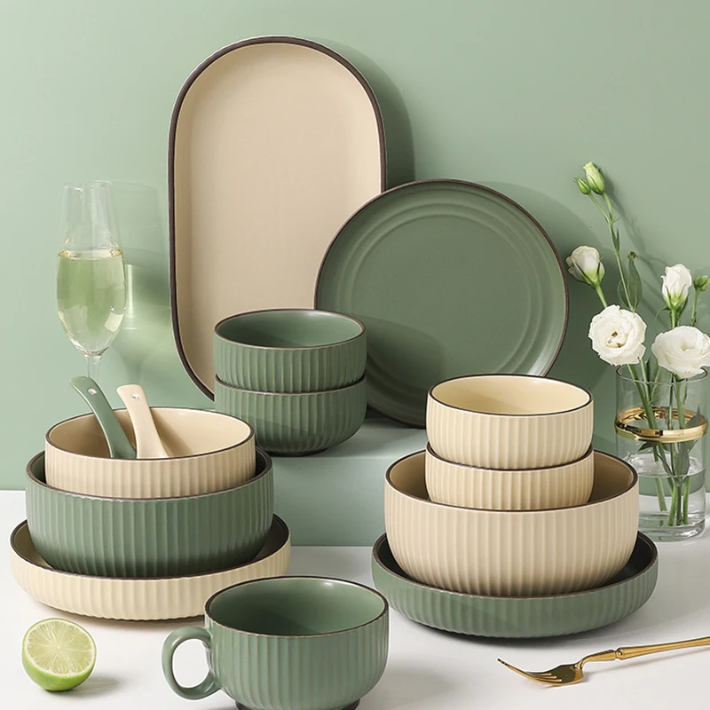 Полный набор посуды столовые приборы посуда для завтрака супа микроволновки