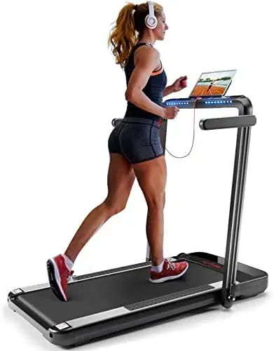 2 in 1 Folding Treadmill, 2.25HP Under Desk  Treadmill with App & Remote Control, Led Display, Portable Running Jogging Walk