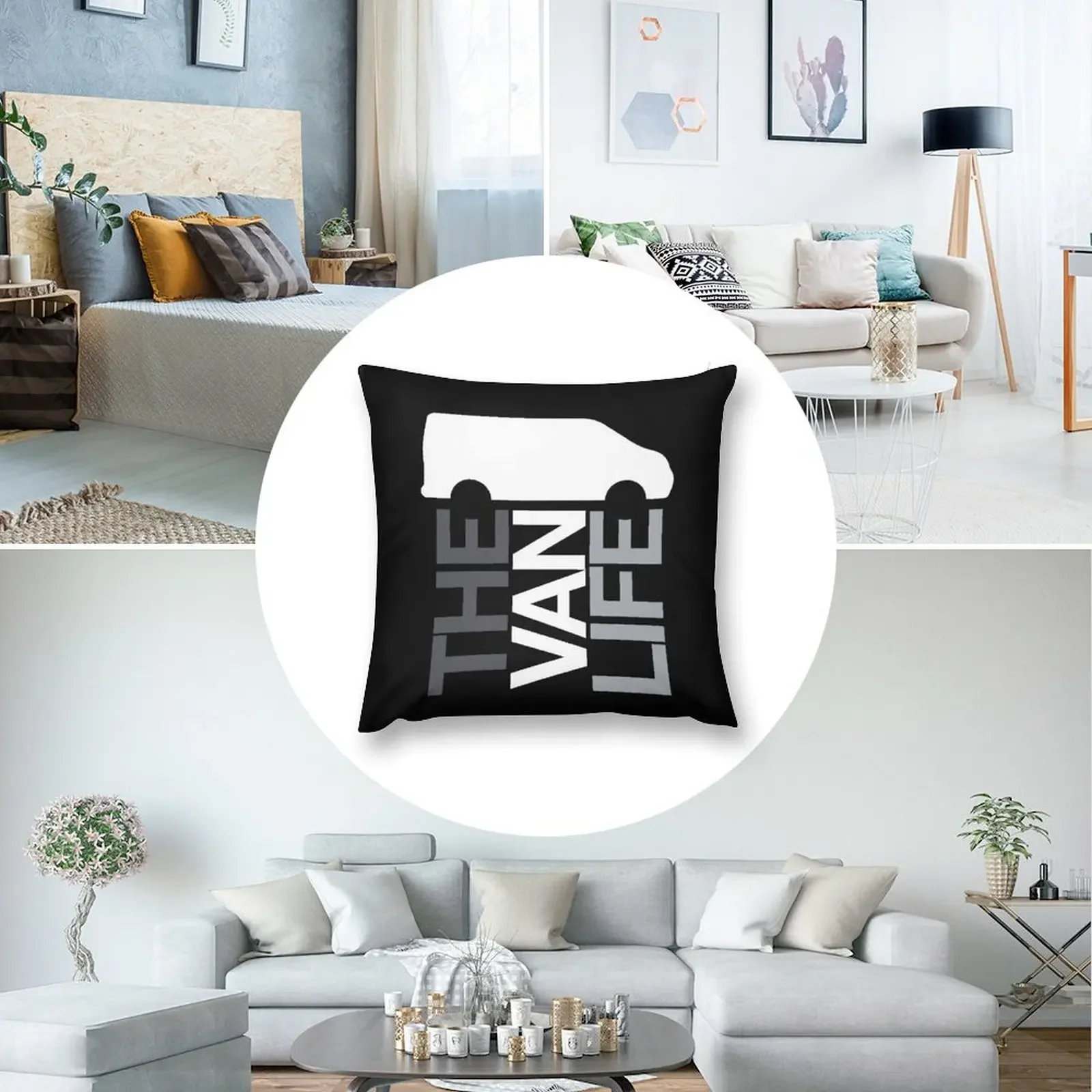 Логотип Van Life: серая декоративная подушка наволочка роскошные аксессуары для