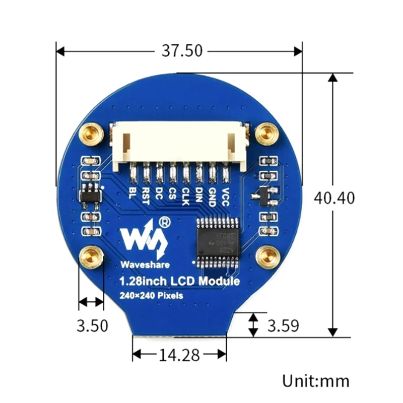 Плата расширения Waveshare 1 28 дюйма с ЖК-дисплеем и функцией SPI 240X24 0 пикселей